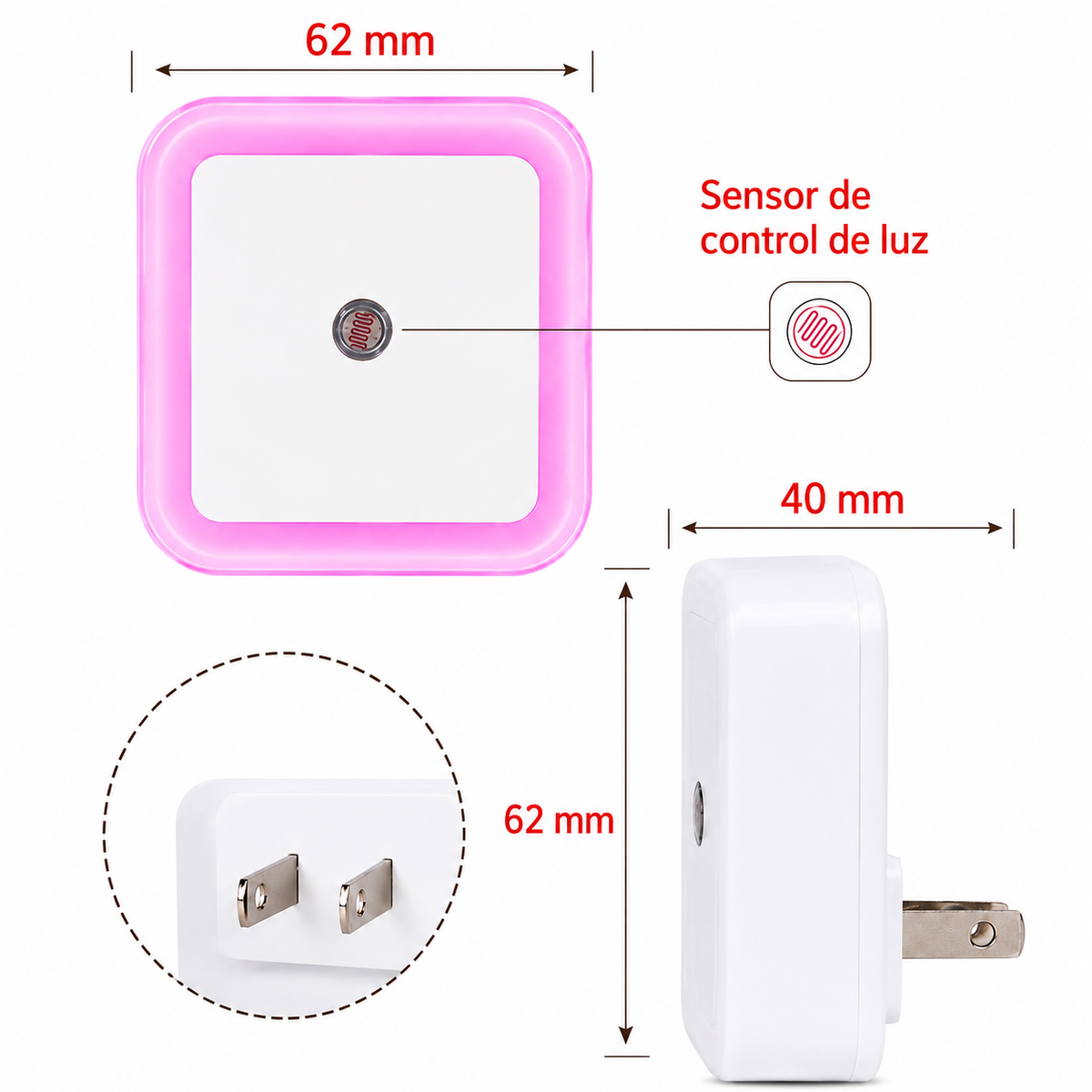 Luz Nocturna LED con Sensor de Luz Automático