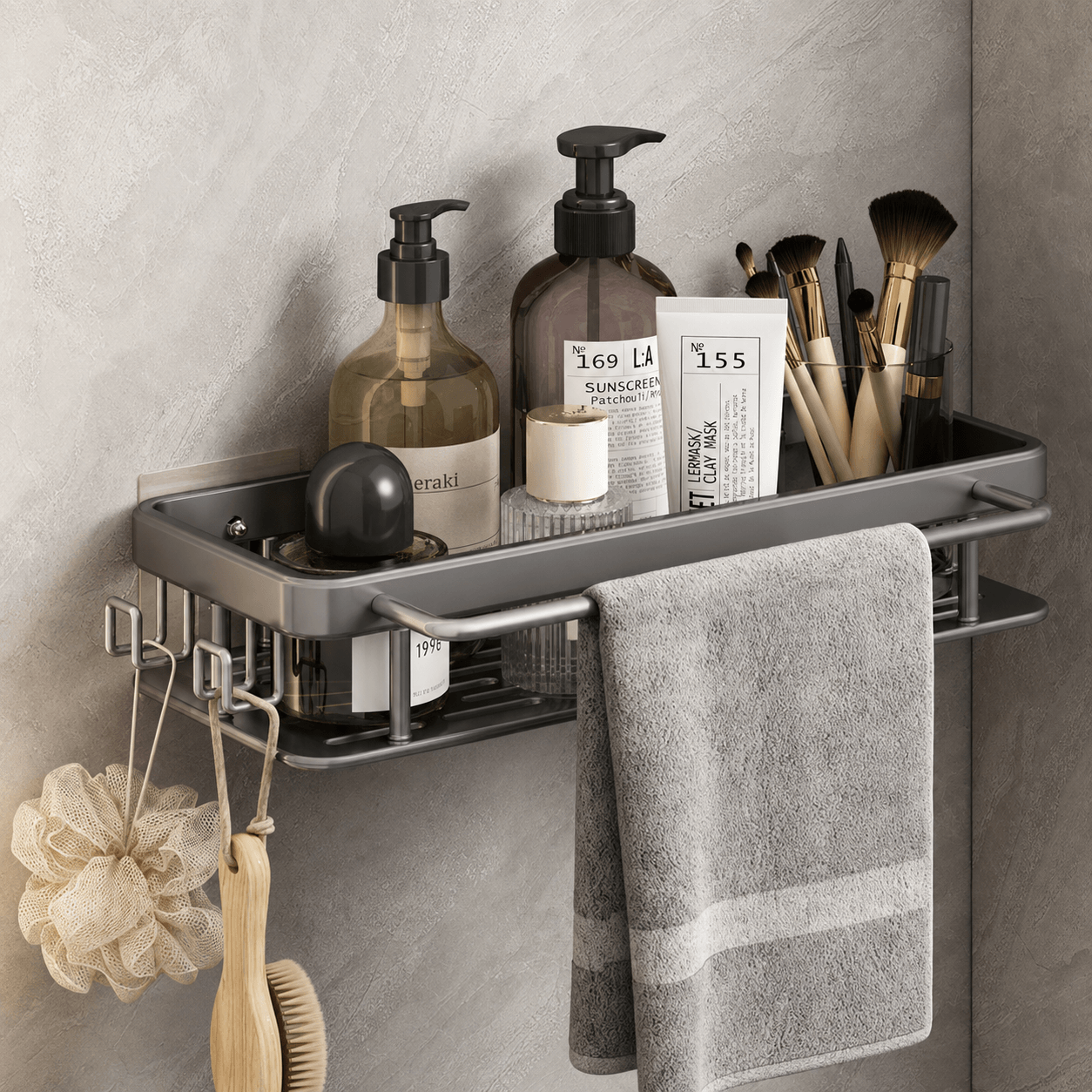 Organizador de Baño de Acero Inoxidable  | Estante de Ducha Adhesivo