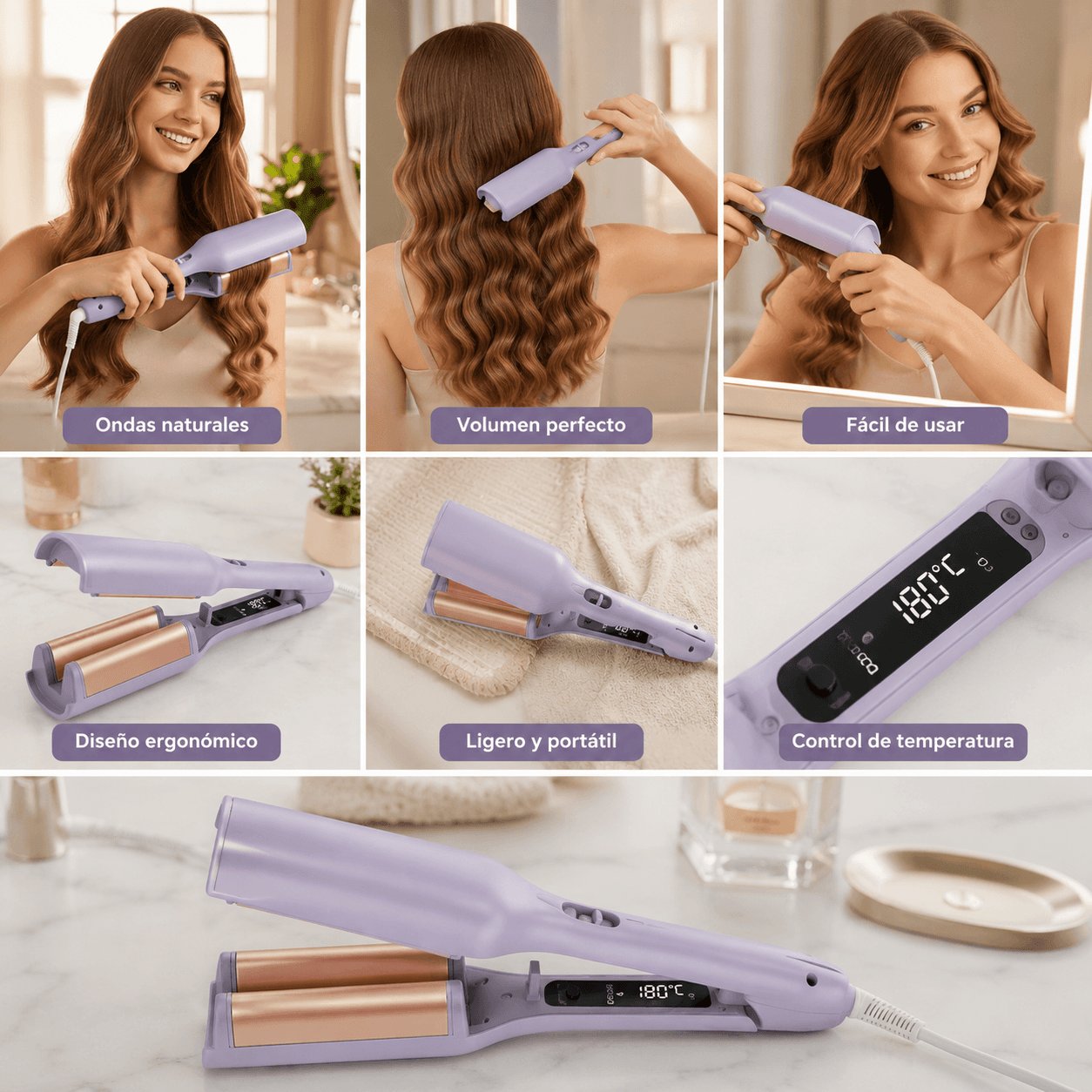 Rizador de pelo eléctrico- ondas perfectas en segundos