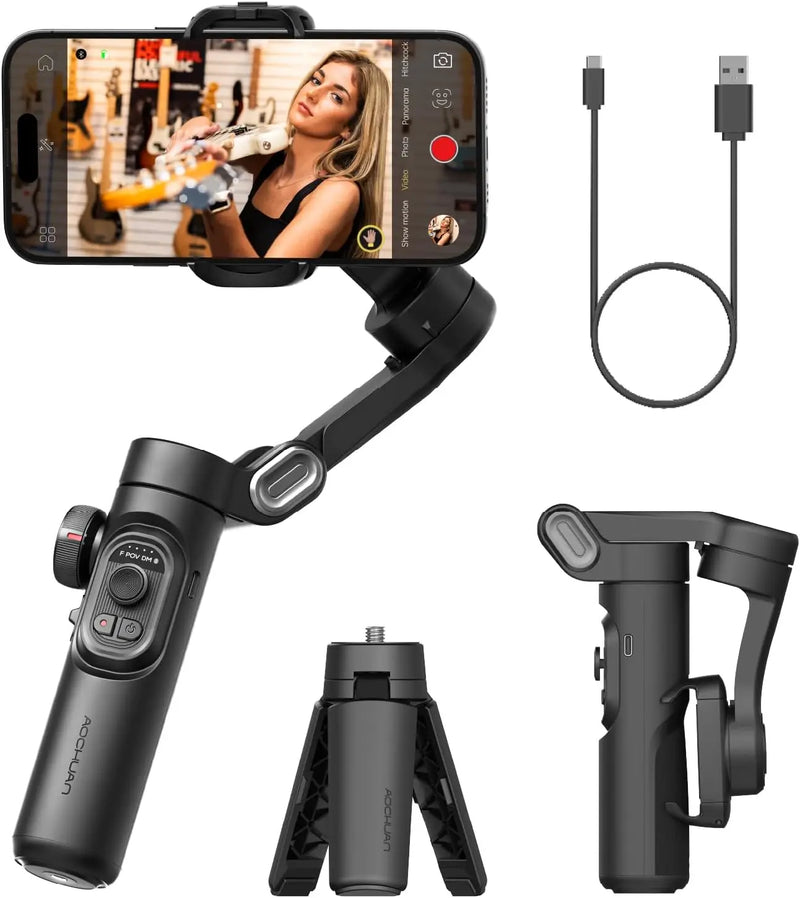Estabilizador Gimbal de 3 Ejes para Celular con Trípode 
