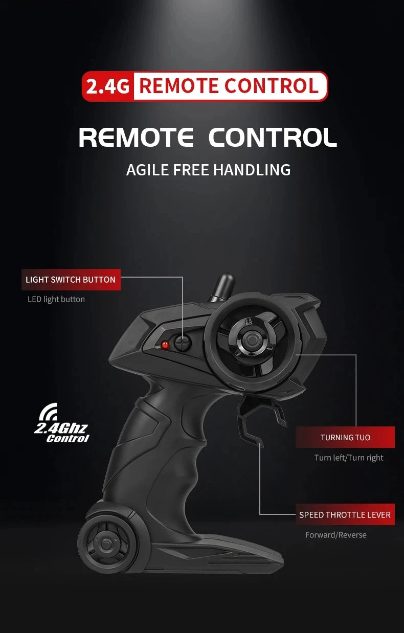 Vehículo todoterreno de aleación con radio 2.4G, camiones de alta velocidad con luz LED para escalada