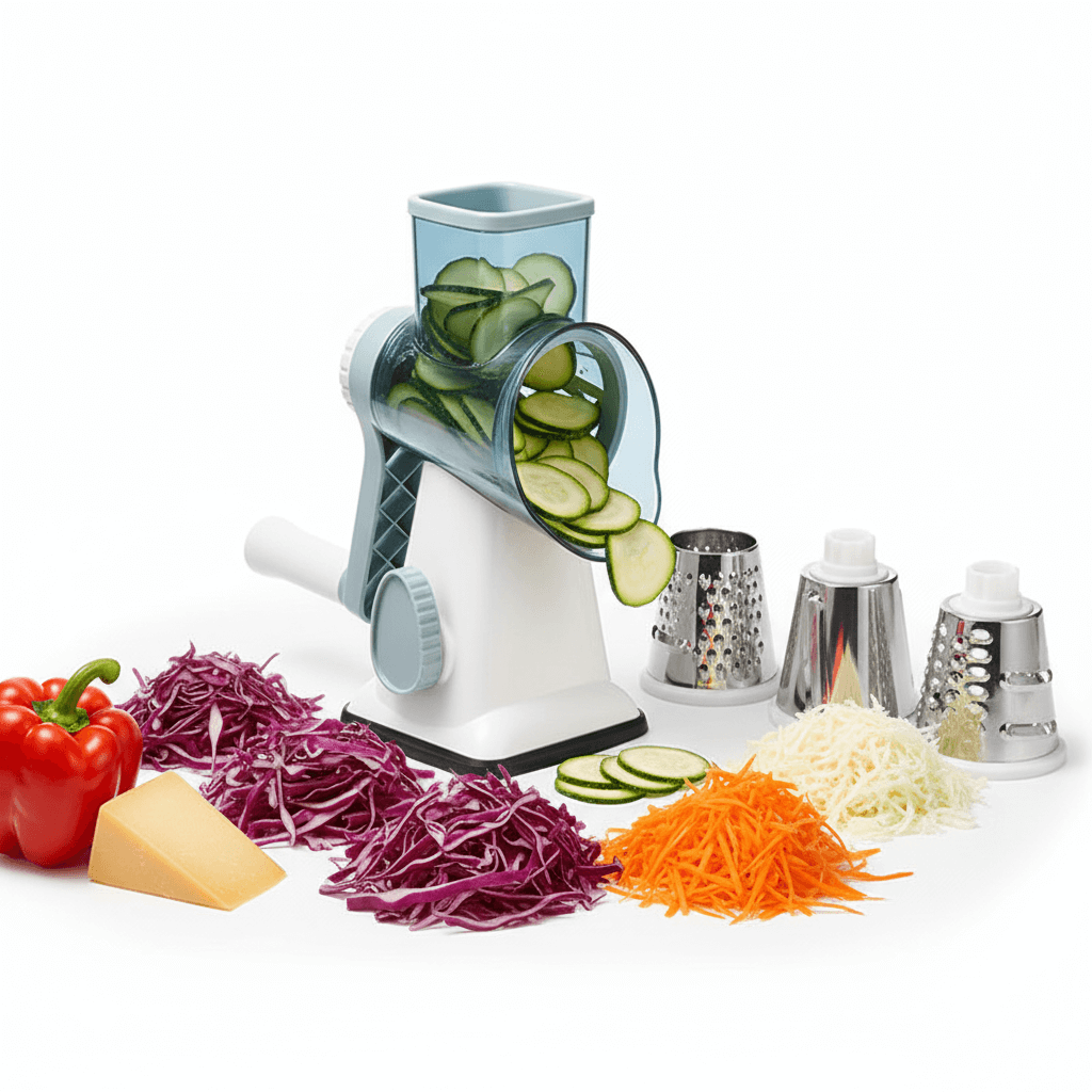 3-in-1 Rotary Grater – Multi-Purpose Cheese & Vegetable Slicer