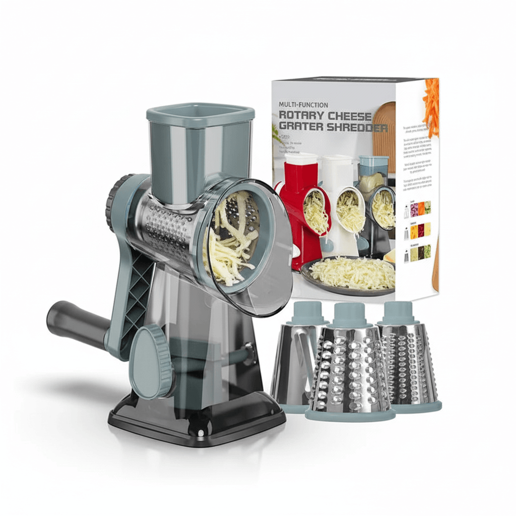 3-in-1 Rotary Grater – Multi-Purpose Cheese & Vegetable Slicer