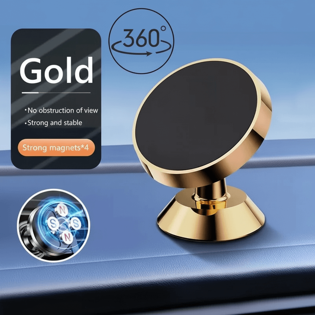 Universal Magnetic Car Mount - Safe Dashboard and Windshield Mounting