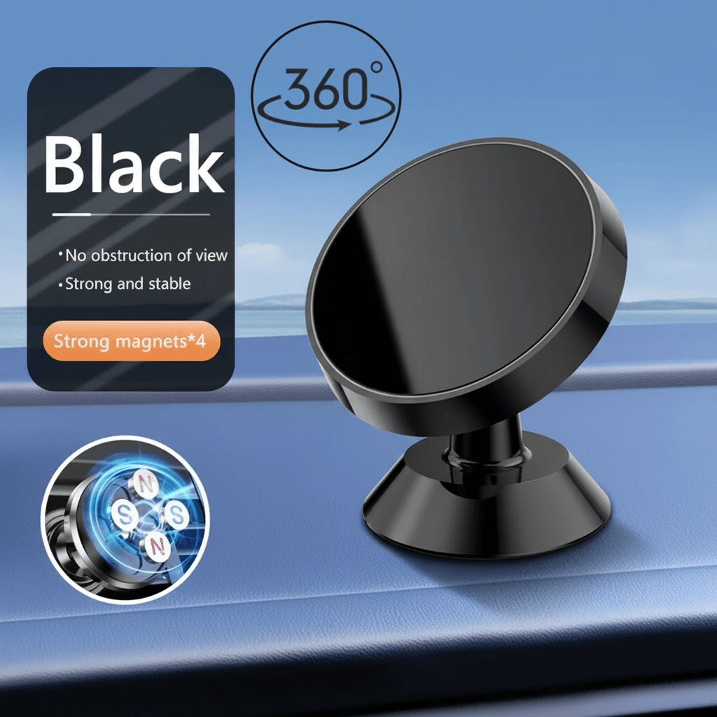 Universal Magnetic Car Mount - Safe Dashboard and Windshield Mounting